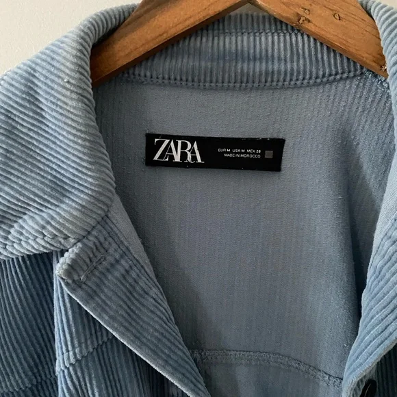 Zara Light Blue Corduroy Jean Shirt Jacket - Picture 5 of 5